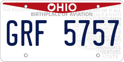OH license plate GRF5757