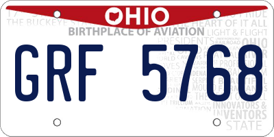 OH license plate GRF5768