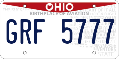 OH license plate GRF5777