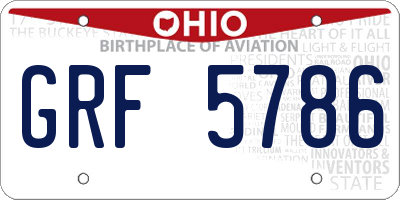 OH license plate GRF5786