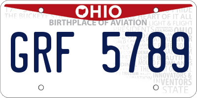 OH license plate GRF5789