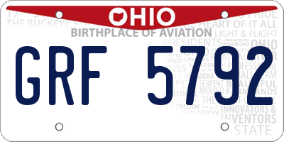 OH license plate GRF5792