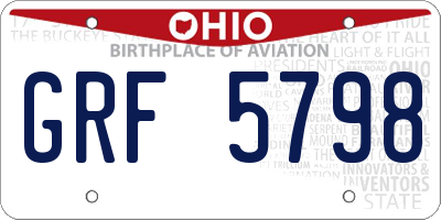 OH license plate GRF5798