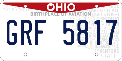 OH license plate GRF5817