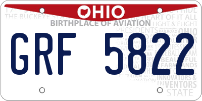 OH license plate GRF5822