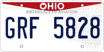 OH license plate GRF5828