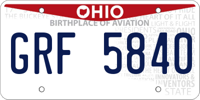 OH license plate GRF5840