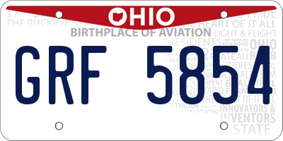 OH license plate GRF5854