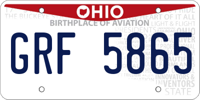 OH license plate GRF5865