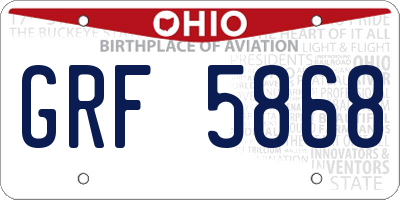 OH license plate GRF5868