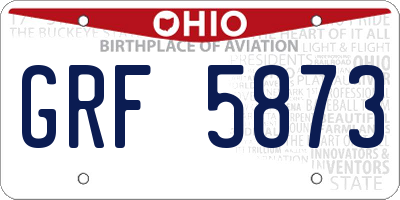 OH license plate GRF5873