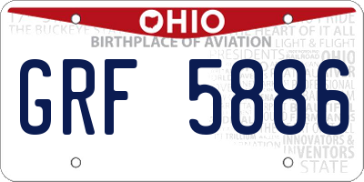 OH license plate GRF5886