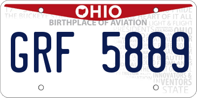 OH license plate GRF5889