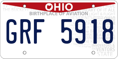 OH license plate GRF5918
