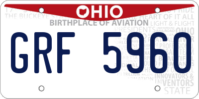 OH license plate GRF5960