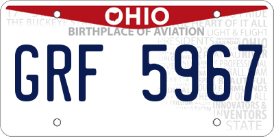 OH license plate GRF5967