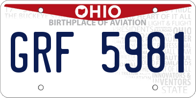 OH license plate GRF5981