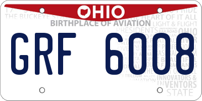 OH license plate GRF6008