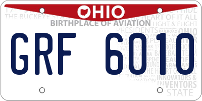 OH license plate GRF6010
