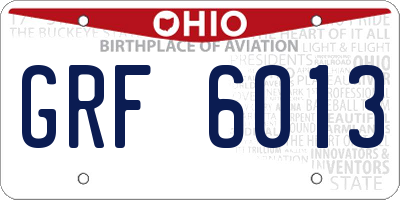 OH license plate GRF6013