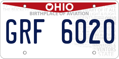 OH license plate GRF6020