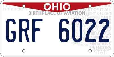 OH license plate GRF6022