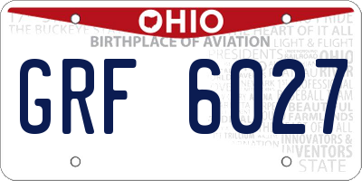 OH license plate GRF6027