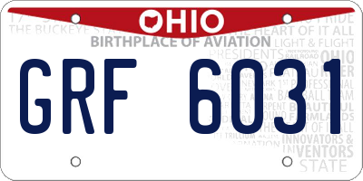 OH license plate GRF6031