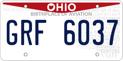OH license plate GRF6037