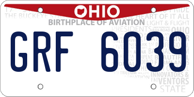 OH license plate GRF6039