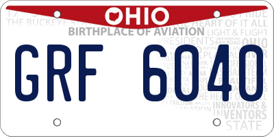 OH license plate GRF6040