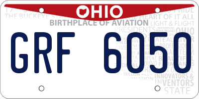 OH license plate GRF6050