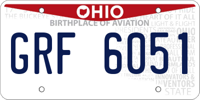 OH license plate GRF6051