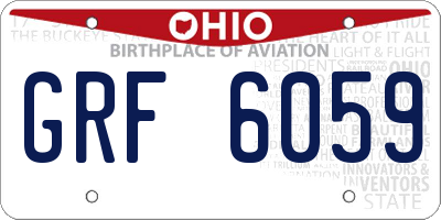 OH license plate GRF6059