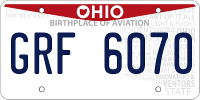 OH license plate GRF6070