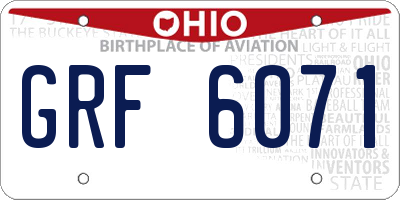 OH license plate GRF6071