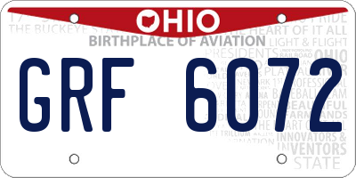 OH license plate GRF6072