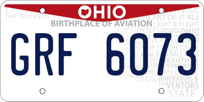 OH license plate GRF6073