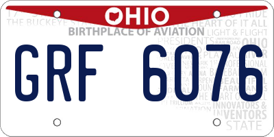 OH license plate GRF6076