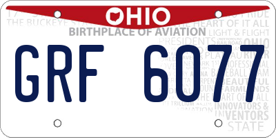 OH license plate GRF6077