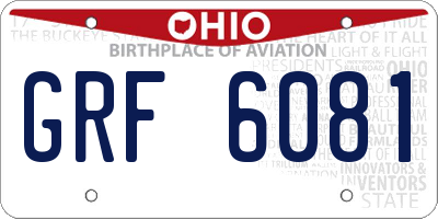 OH license plate GRF6081
