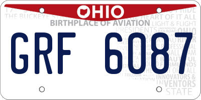 OH license plate GRF6087