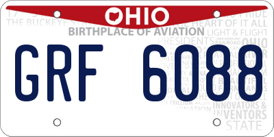 OH license plate GRF6088