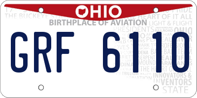 OH license plate GRF6110