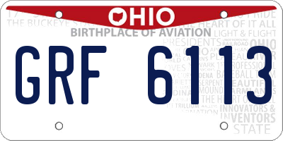 OH license plate GRF6113
