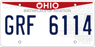 OH license plate GRF6114