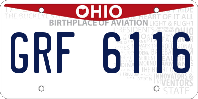 OH license plate GRF6116
