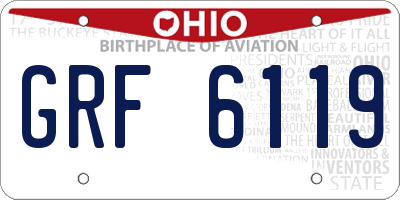 OH license plate GRF6119