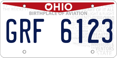 OH license plate GRF6123
