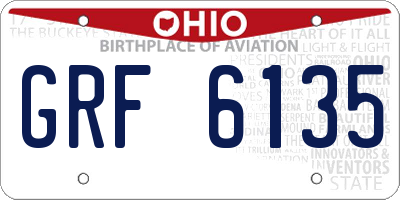 OH license plate GRF6135